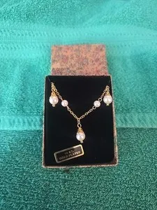 Authentic 18k Gold Plated Faux Pearl Necklace 17-19"