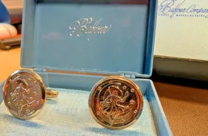 Authentic The Gilded Reveler: Vintage Gold-Plated Cufflinks of High Spirits