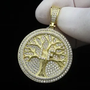 Authentic Blossoming Abundance: 2.20Ct Round Cut Moissanite Money Tree Of Life Pendant