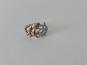 Authentic Ross Simons Sea Life Diamond Sterling Gold Plated Ring Size 8
