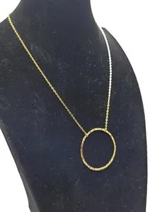 Authentic Taolei 18k Gold Plated Circle of Life Hammered Pendant Necklace, Stamped