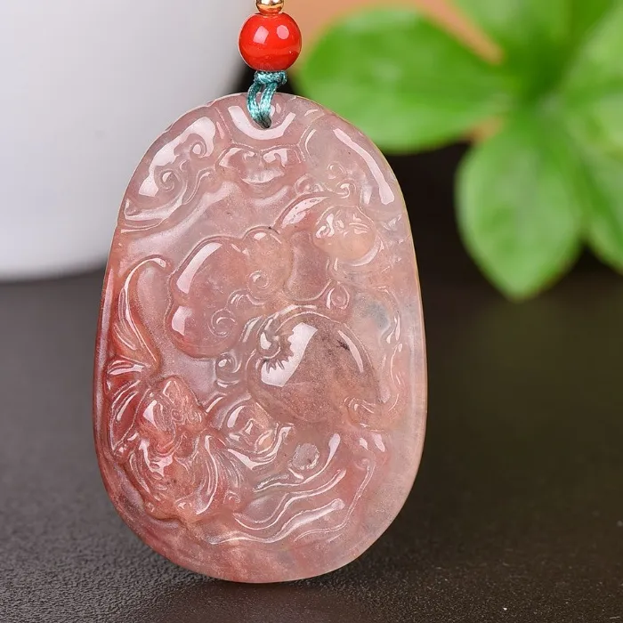 Authentic Natural Exquisite Gold Silk Jade Life Wishful Men's and Women's Pendants and Necklaces