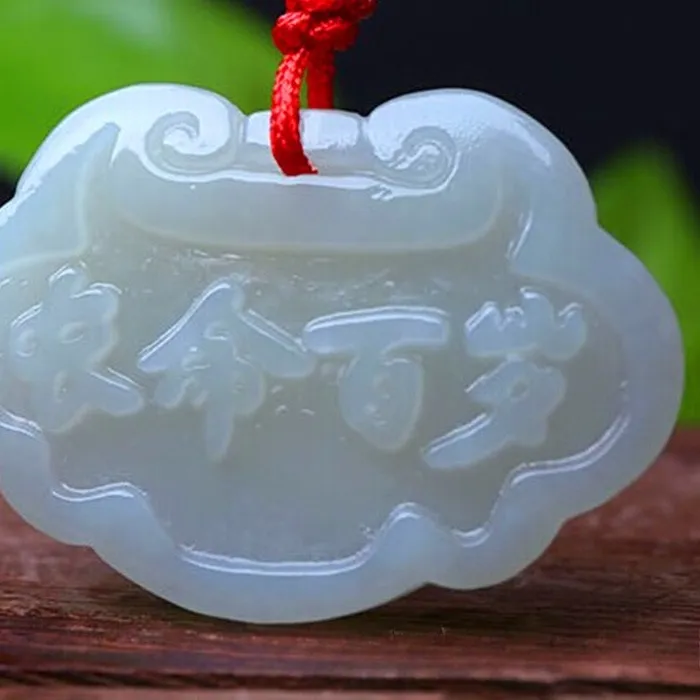 Authentic White Jade Men's and Women's Pendant Pendant Baby Long Life Hundred Years Lock Necklace