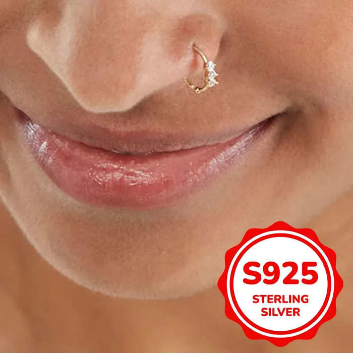 Authentic Moonlit Muse: Sterling Silver Nose Ring for Celestial Connection