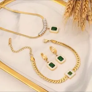 Authentic Necklace Bracelet Earring set 18K Gold Plated Holiday Set