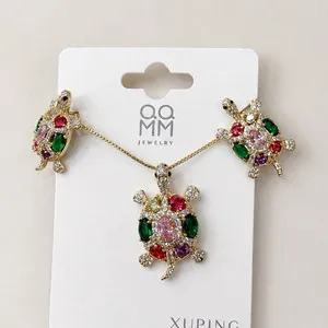 Authentic Xuping Turtle Jewelry Set 14K Gold Plated Necklace & Earrings