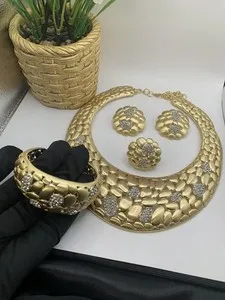 Authentic African Jewelry Dubai Gold Plated Jewelry Set Women Wedding Bridal