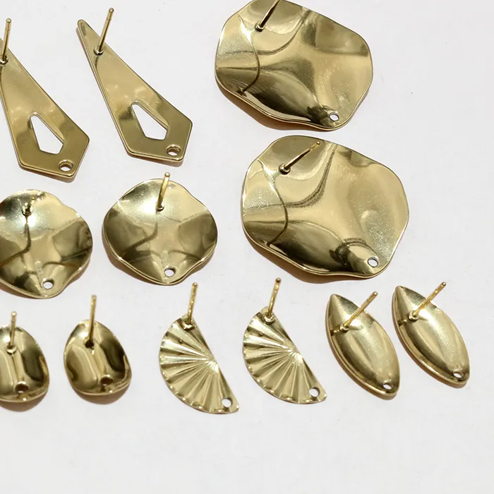 Authentic 20pcs Irregular Polygonal Geometric Earring Stud Posts Gold DIY Earrings Jewelry Making Accessories Findings