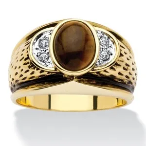 Authentic The Sovereign Gaze: Tiger's Eye & Gold-Plated Antiqued Ring