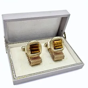 Authentic The Sovereign Gaze: Gold-Plated Tiger's Eye Mesh Cufflinks
