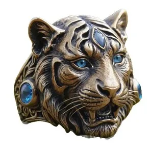 Authentic The Sovereign Tiger's Gaze: 18K Gold-Plated Amulet of Ferocious Fortune
