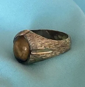 Authentic Vintage Men's Gold Plated 14KT G.E. ESPO/Tiger's Eye Gemstone Ring Size 10
