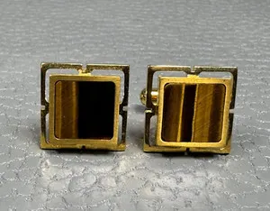 Authentic The Gilded Sentinel: Tiger's Eye Cufflinks of Clarity