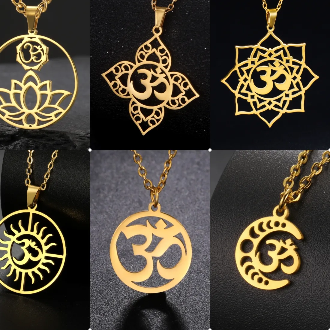 Authentic LIKGREAT Lotus OM Yoga Chakra Pendant Necklace Woman Amulet Religion Buddhism Jewelry Hindu Charm