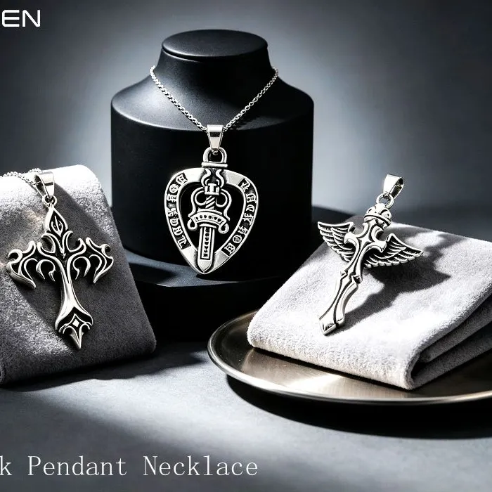 Authentic KALEN Vintage Viking Spearhead Pendant Necklace Witch Triple Moon Goddess Amulet Punk Tribal Arrowhead Charm Men