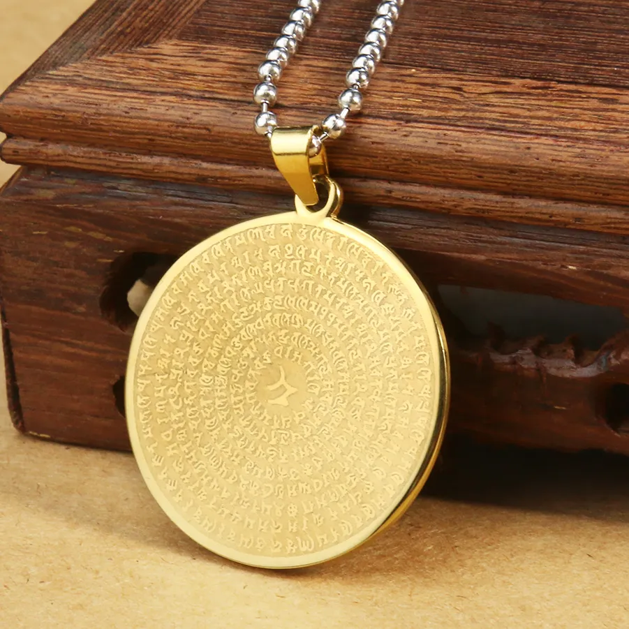 Authentic Tibetan Buddhism Classic Yu Bao Buddha Scriptures Mantra Sanskrit Om Necklace Lucky Amulet Sweater Chain Jewelry
