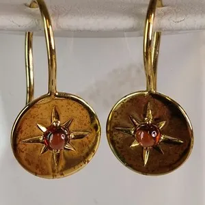 Authentic Crimson Ember Gypsy Talisman Earrings in Radiant Gold-Plated Sterling Silver