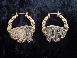 Authentic Gypsy Wagon's Celestial Journey: Stone Encrusted Gold Plated Hoops