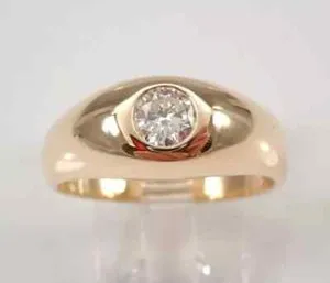 Authentic 2ct Moissanite Vintage Style 14K Yellow Gold Plated Gypsy Ring, Engagement Ring