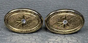Authentic Radiant Solstice Gypsy-Set Crystal Cuff Links in Lustrous Yellow Gold Plate