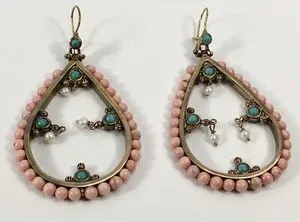Authentic Celestial Wanderer: Turquoise and Pearl Sacred Hoop Earrings
