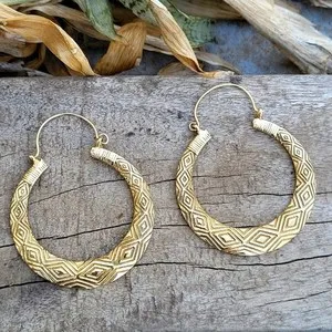 Authentic Empowered Goddess: Tribal Fulani Gold Hoop Earrings for Protection and Inner Strength
