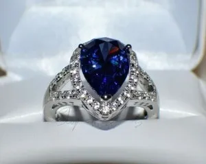 Authentic 7.67 ct PREMIUM AAA TANZANITE & 36 DIAMONDS WEDDING GYPSY 14K W GOLD PLATED 7