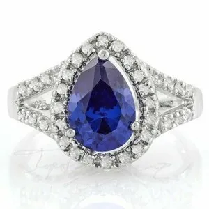 Authentic 7.67 ct PREMIUM AAA TANZANITE & 36 DIAMONDS COCKTAIL GYPSY 14K W GOLD PLATED 9.