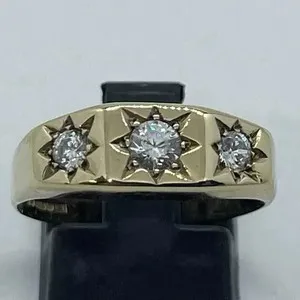 Authentic Round Cut lab Created Diamond Gypsy Style Engagement Ring 14k Yellow Gold Plated