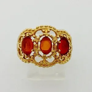 Authentic Gold-Plated Amber Filigree Statement Gypsy Ring Woman Ladies Men Gents Size 9