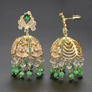 Authentic Celestial Chimes: Sacred Gold-Plated Temple Jhumkas