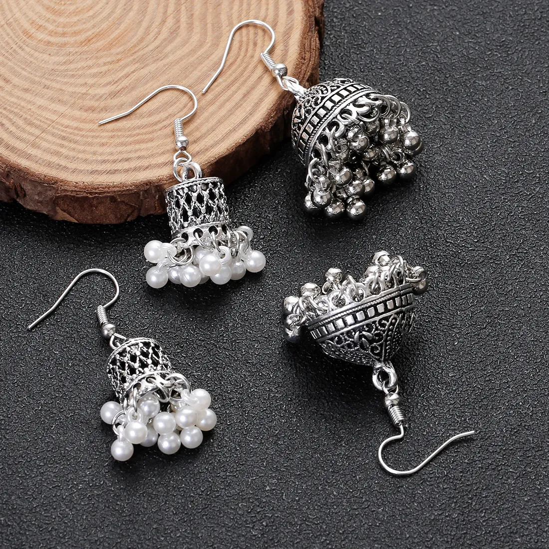 Authentic Pendientes Piercing Indian Jewelry Jhumka Tassel Earrings Women Accessories Kolczyki Silver Color Earring Trendy Party Ear rings