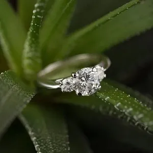 Authentic Women's Three Stone Ring 14K White Gold Plated 2Ct Round Cut Simulated Diamond