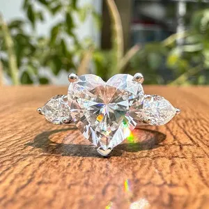 Authentic The Moissanite Heart's Whisper - A Three-Stone Engagement Ring of Eternal Love