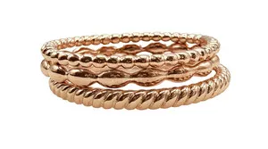 Authentic Stacked Rose Gold Protection - QG 925 Sterling Silver Rings of Sacred Union