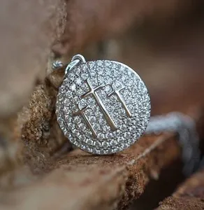 Authentic Sacred Trinity of Protection: Jesus Piece Pave Cross Necklace