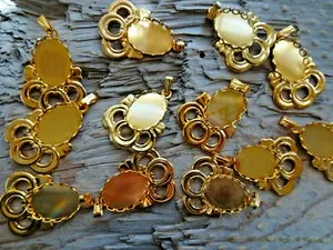 Authentic Three Circles Pendant Oval Hamilton Gold Plated 13x18mm Lacy Bezel (Pkg 12) 1115