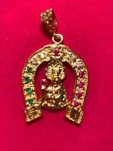 Authentic 14KT GOLD PLATED THREE COLOR CZ GUADALUPE CHARM PENDANT -9001g