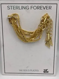 Authentic Three (3) NWT Sterling Forever 14k Gold Plated Chains for 7-8" Wrist