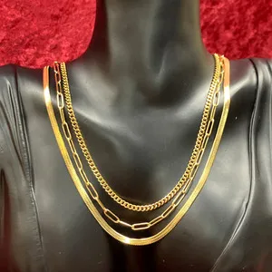 Authentic Adornia Set Of Three 14kt Gold Plated Stacking Necklaces