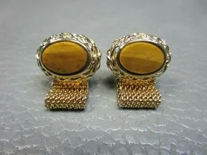 Authentic The Gilded Sentinel: Tiger's Eye Alchemical Cufflinks