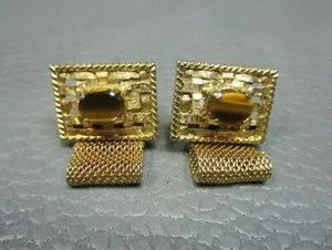Authentic The Gilded Sentinel: Tiger's Eye Solar Cufflinks