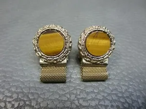 Authentic Golden Eye of the Sentinel: Vintage Tiger’s Eye Cuff Links