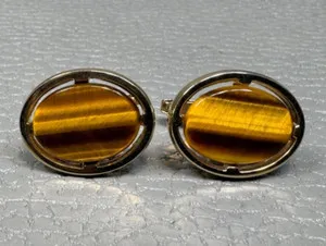 Authentic The Gilded Eye of Primal Vision: Tiger's Eye Cufflinks