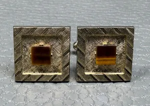 Authentic The Gilded Eye of Wisdom: Vintage Tiger's Eye Cufflinks