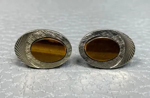 Authentic Golden Eye of the Seer: Vintage Fluted Cuff Links