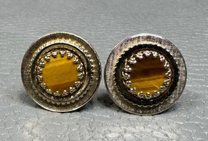 Authentic The Gilded Eye of the Predator: Vintage Gold-Plated Cufflinks