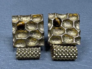 Authentic The Gilded Sentinel: Vintage Tiger Eye Wrap-Around Cuffs