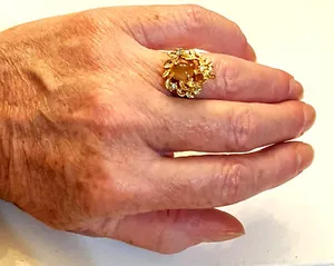 Authentic The Golden Gaze: Tiger Eye and Rhinestone Talisman Ring
