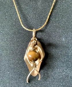 Authentic The Gilded Feline Gaze: Vintage Tiger's Eye and 14K Gold Sculpted Talisman